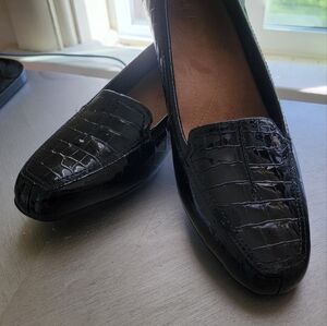 Clarks Everyday Timeless Women's Size 11 M Shoes Black Croc Print Patent Leather